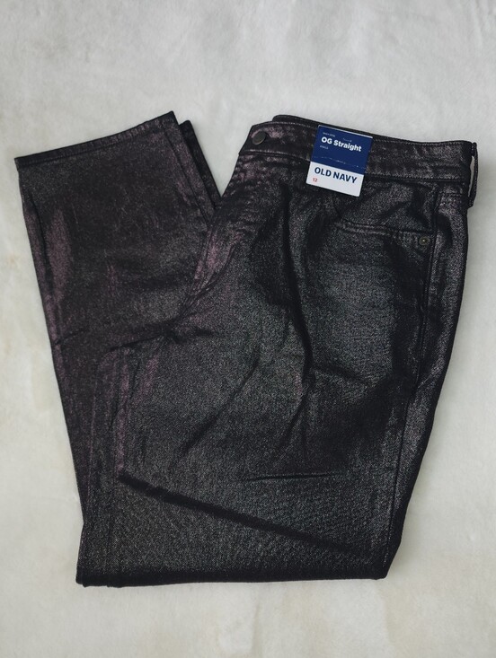 Old Navy Denim - Old Navy OG Straight High-Rise Ankle Metallic Black Jeans